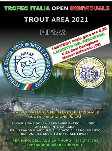 Trofeo Italia Open di Pesca a Spinning da Riva in Lago Catch & Release 14 Marzo 2021